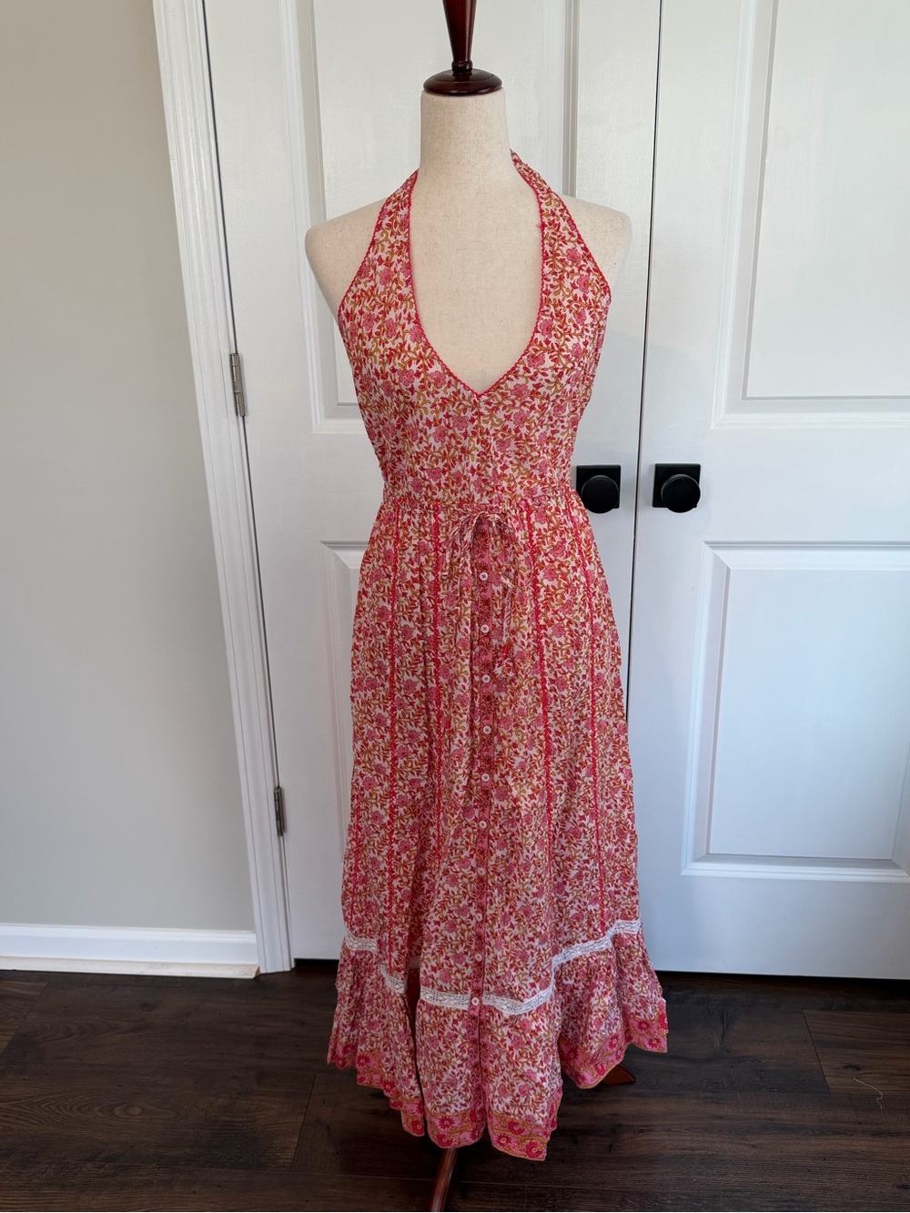 Poupette St. Barth Carine Floral Halter Maxi Dress Size XS